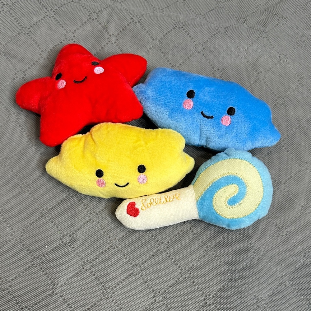 Colorful Small Dog Dog Plush Toy Set of 4 Clouds Star Lollipop toys